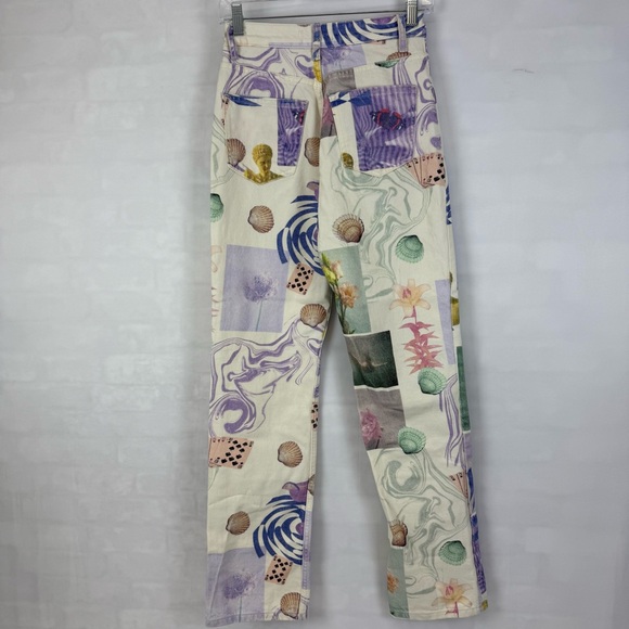 Zara‎ High Rise Straight Fit Seashell Graphic Jeans Size 2 Colorful Women’s - Picture 3 of 5